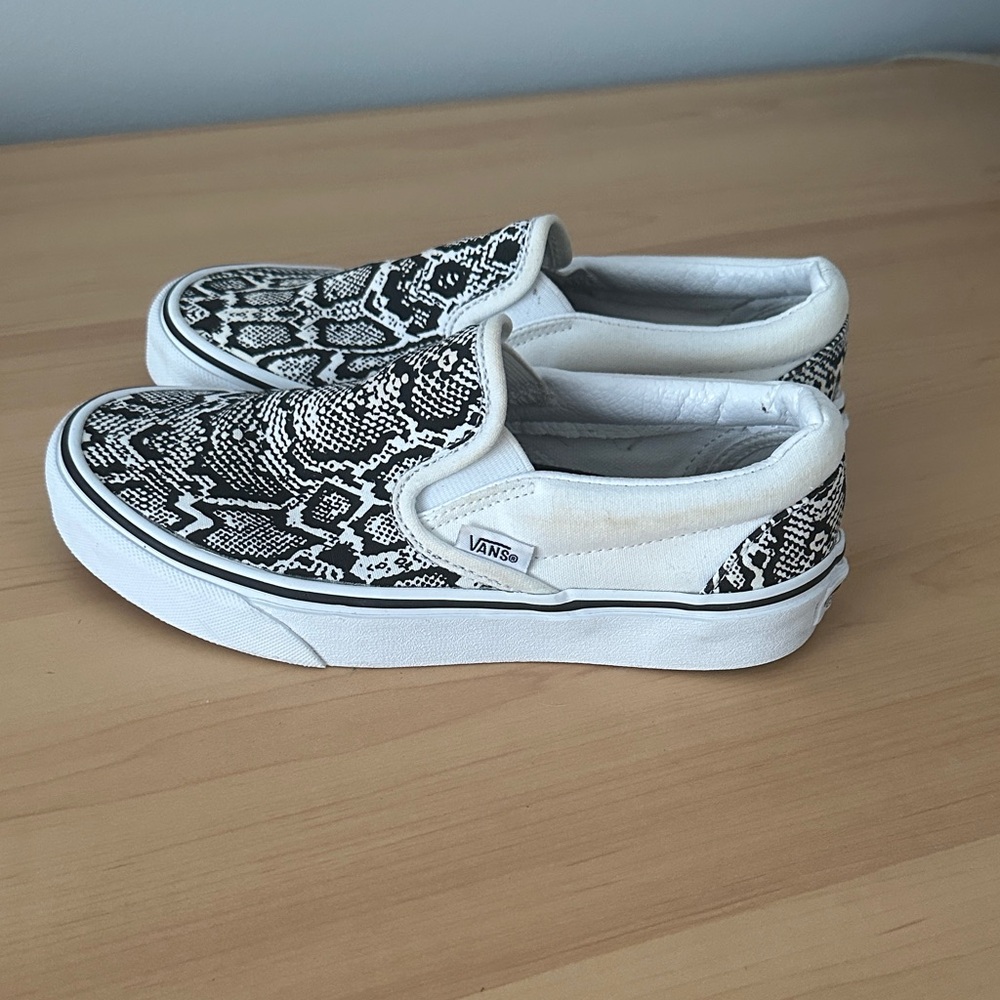 Vans Kids Black and White Snake Print Sneakers
